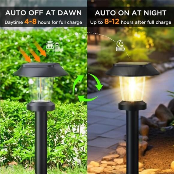 Solar Pathway Lights Outdoor 8 Pack Waterproof Garden Yard Driveway Landscape - Picture 2 of 7